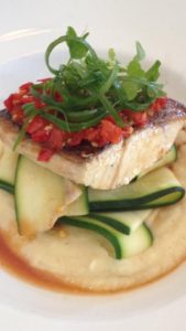 pan fried wild barramundi with celeriac puree